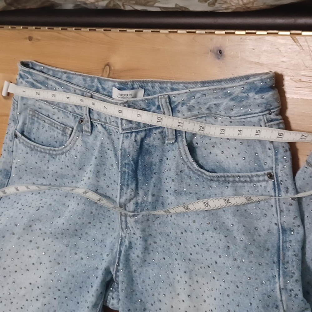 Rhinestones!! Forever 21 Light Blue Baggy Jeans, Covered In Rhinestones - Picture 5 of 7